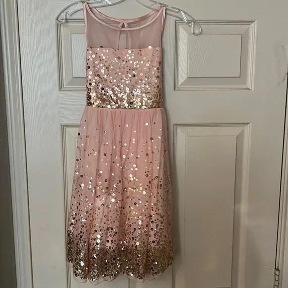 slim fit dress slacks Tyffen Pink & Gold Sequin Maxi Dress main image 0